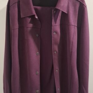 Magenta Button-Up Jacket and Pants ensamle